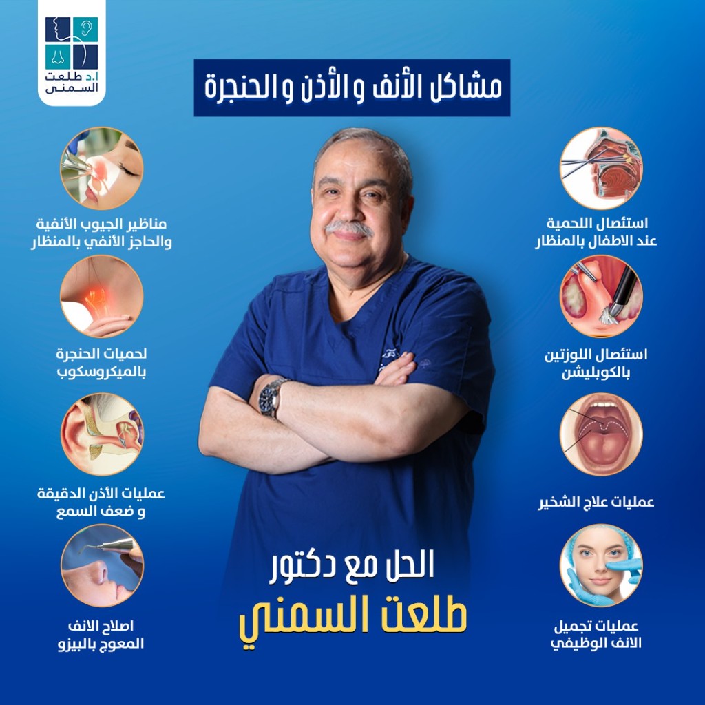 قائمة خدمات وجراحات الأنف والأذن والحنجرة لدى د. طلعت السمني